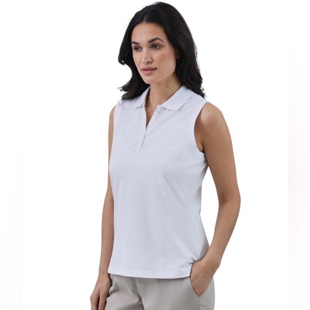 CHAPS Womens Sleeveless Polo Shirt Size Small Petite White New